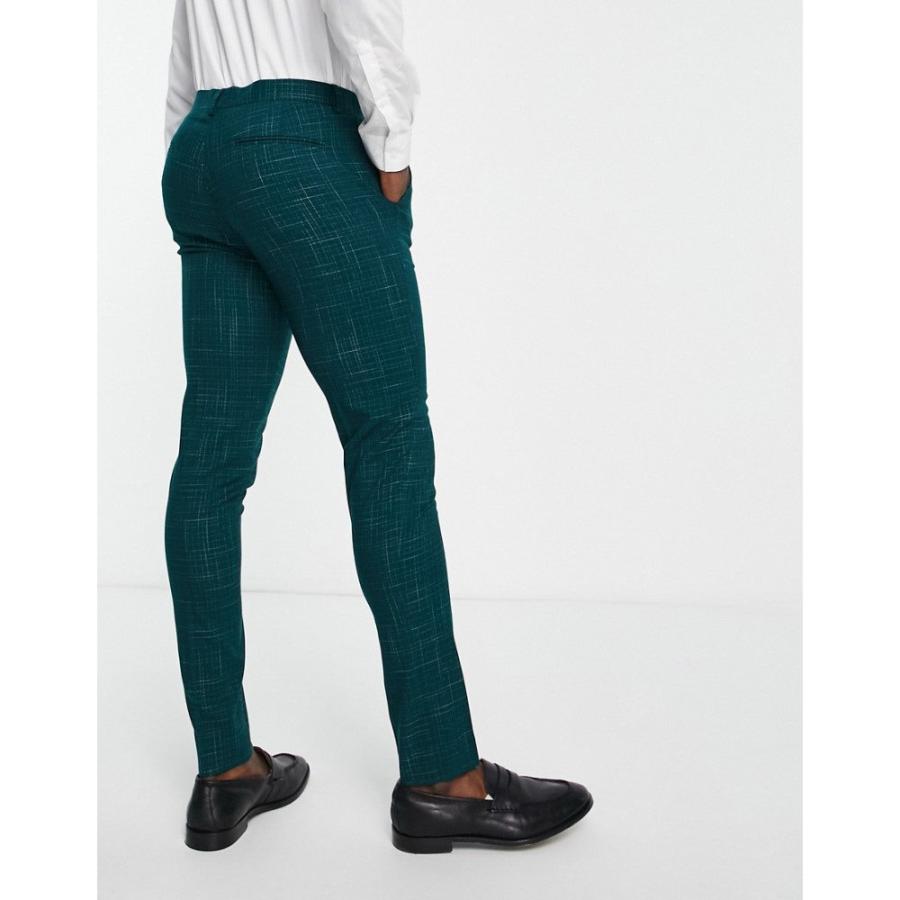 エイソス (ASOS DESIGN) メンズ スラックス ボトムス・パンツ Skinny Suit Trousers In Crosshatch In Green (フォレスト)｜nul-select｜05