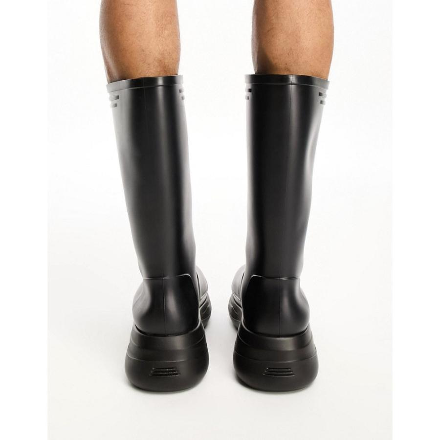 エイソス (ASOS DESIGN) メンズ ブーツ シューズ・靴 Chunky Calf Length Wellington Boots In Black (ブラック)｜nul-select｜02