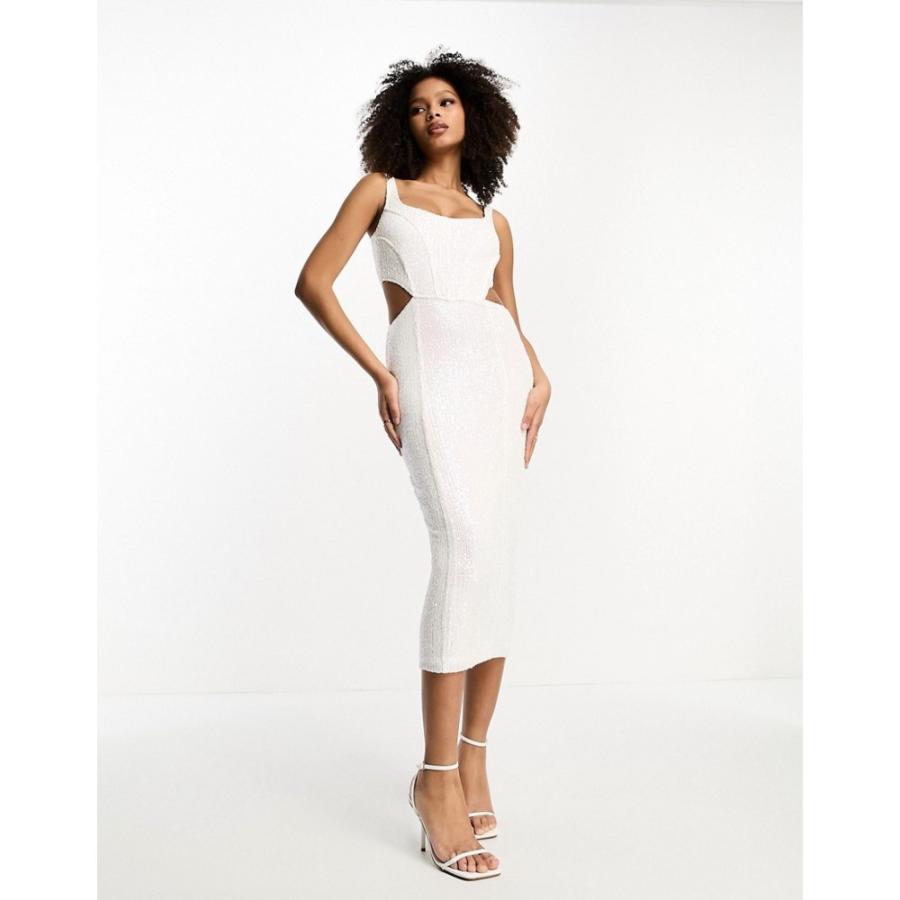 ラーレ (Rare) レディース ワンピース ワンピース・ドレス London Iridescent Sequin Cut Out Midi Dress In White (ホワイト)｜nul-select｜03