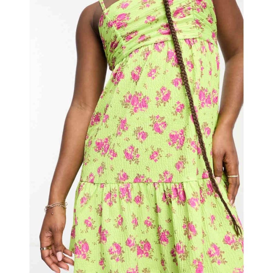 ミス セルフリッジ (Miss Selfridge) レディース ワンピース ワンピース・ドレス Tiered Square Neck Mini Tie Back Dress In Green Floral (グリーン)｜nul-select｜03