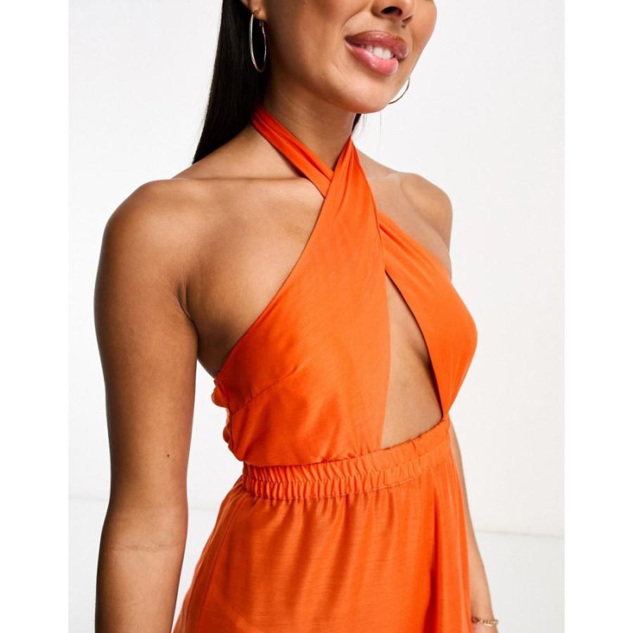 ヴェロモーダ (Vero Moda) レディース ビーチウェア 水着・ビーチウェア Cross Over Halterneck Beach Maxi Dress In Bright Orange (オレンジ)｜nul-select｜03