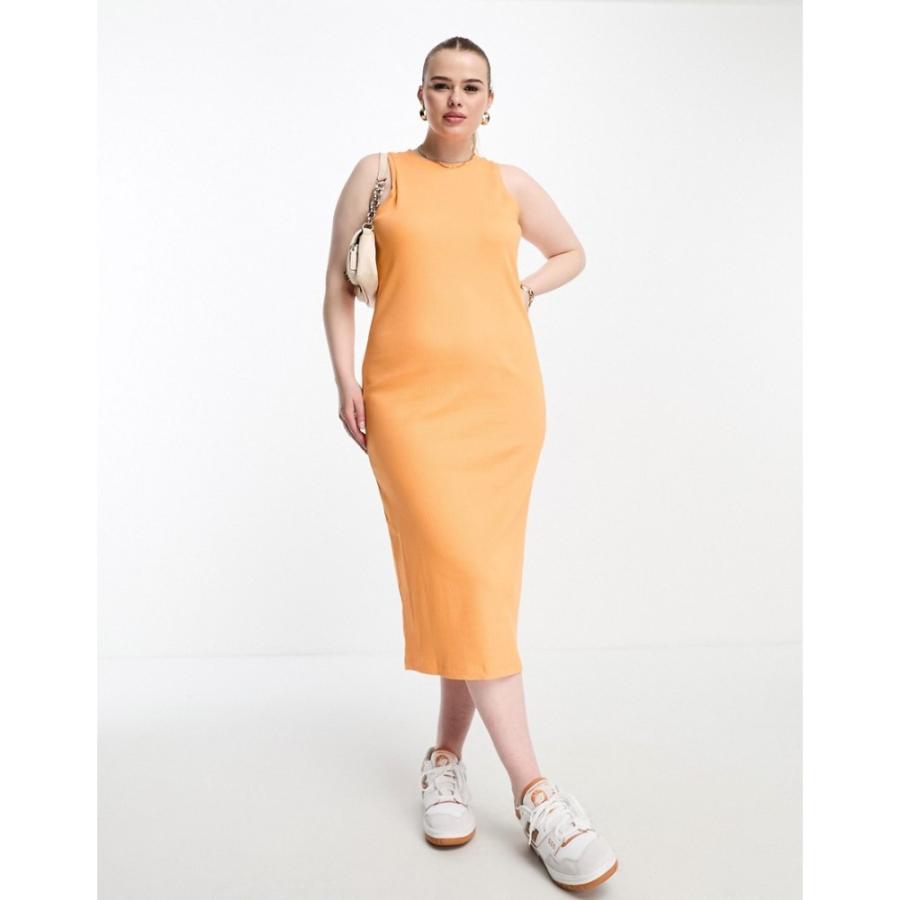 ヴェロモーダ (Vero Moda Curve) レディース ボディコンドレス ワンピース・ドレス Sleeveless Jersey Bodycon Midi Dress In Orange (オレンジ)｜nul-select｜04