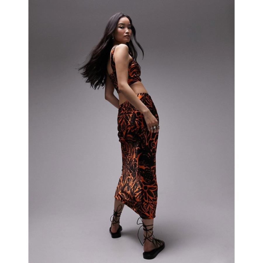 トップショップ (Topshop) レディース ロング・マキシ丈スカート スカート Co-Ord Tropical Print Maxi Skirt In Orange ()｜nul-select｜04