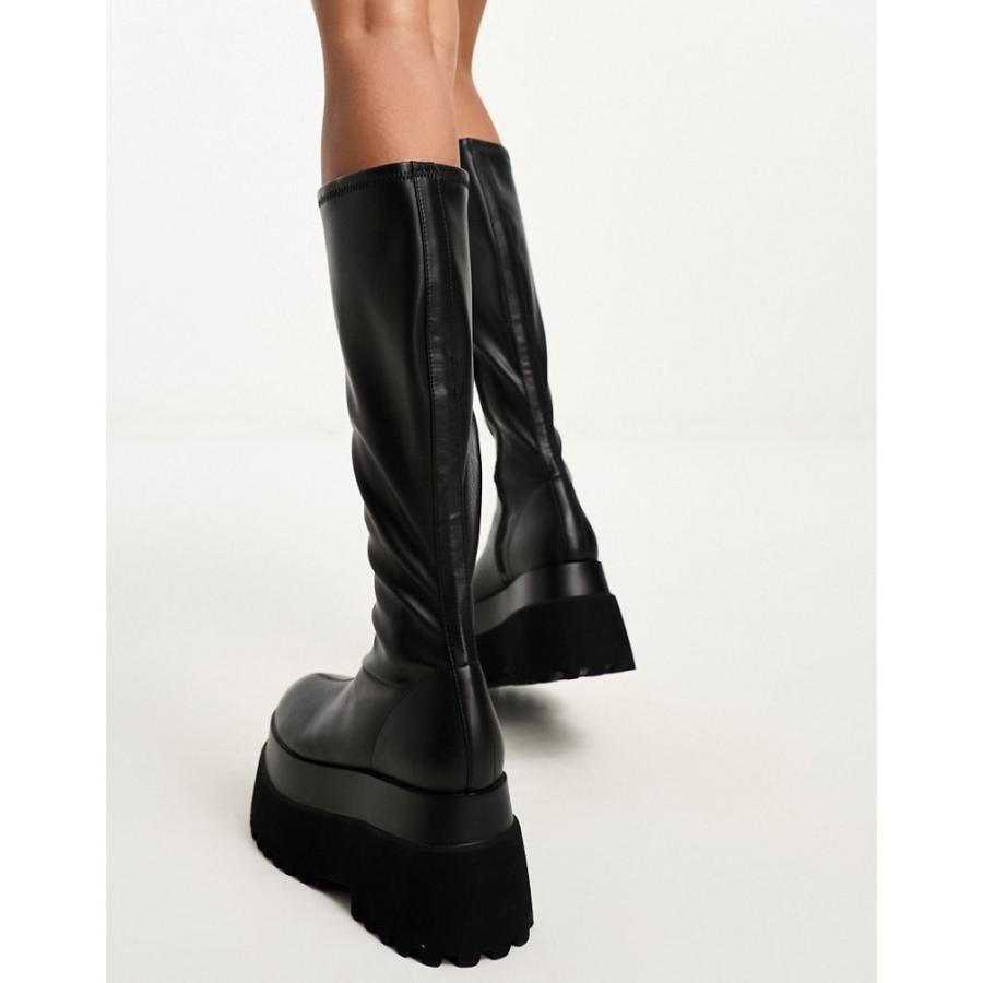 エイソス (ASOS DESIGN) レディース ブーツ シューズ・靴 Conspire Flat Chunky Knee Boots In Black (ブラック)｜nul-select｜03