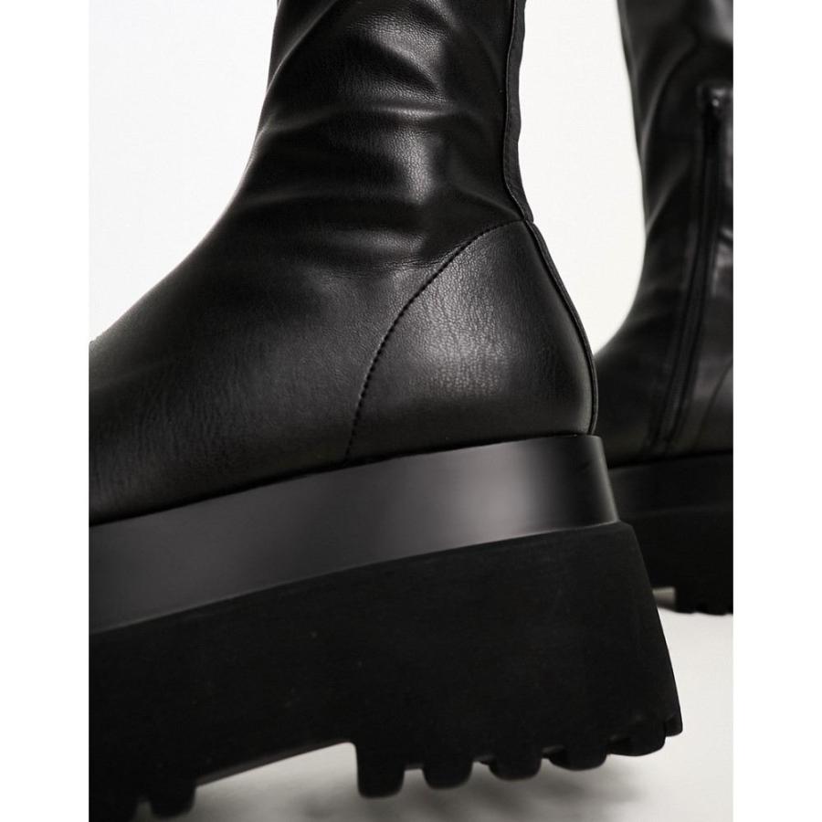エイソス (ASOS DESIGN) レディース ブーツ シューズ・靴 Conspire Flat Chunky Knee Boots In Black (ブラック)｜nul-select｜04