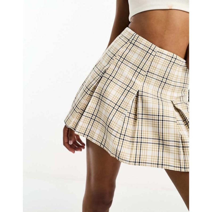 エイソス (ASOS DESIGN) レディース ミニスカート スカート Tall Box Pleat Micro Mini Skirt In Beige Check ()｜nul-select｜03