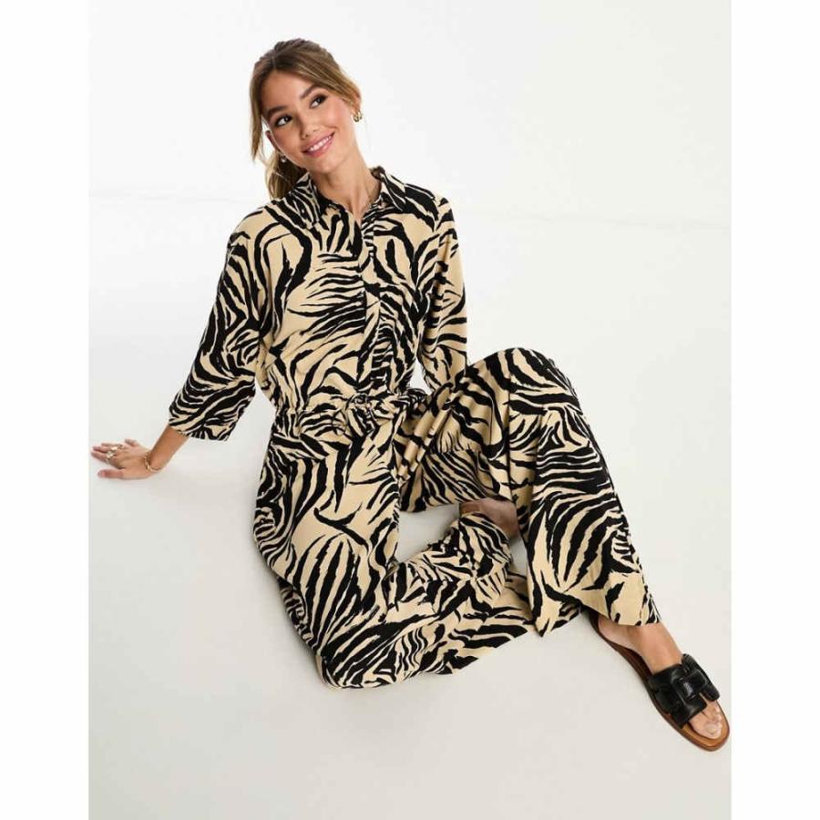 モンキ (Monki) レディース オールインワン ワンピース・ドレス Loose Fit Jumpsuit In Beige Zebra Print ()｜nul-select｜04
