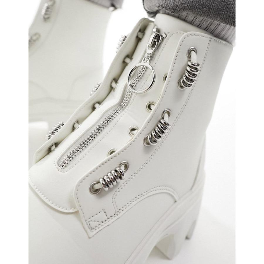 エイソス (ASOS DESIGN) メンズ ブーツ シューズ・靴 Chunky Boots In White Faux Leather With Zip Detailing (ホワイト)｜nul-select｜02