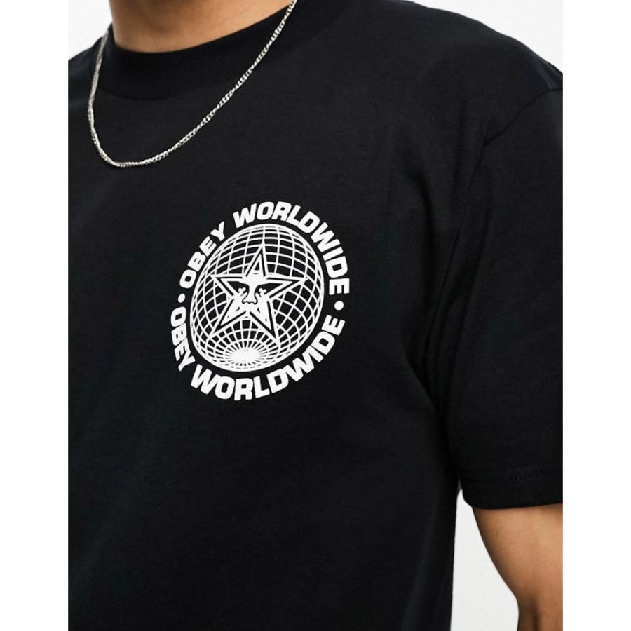 オベイ (Obey) メンズ Tシャツ トップス Worldwide Globe T-Shirt In Black (ブラック)｜nul-select｜02