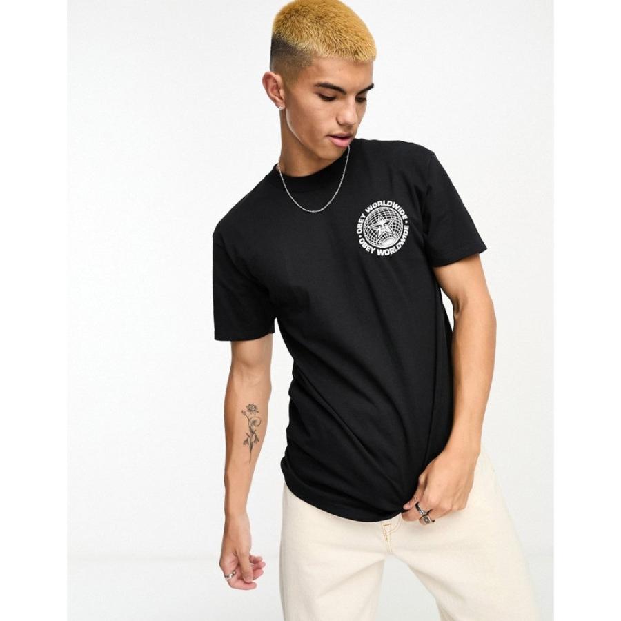 オベイ (Obey) メンズ Tシャツ トップス Worldwide Globe T-Shirt In Black (ブラック)｜nul-select｜03