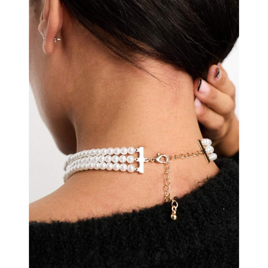 エイソス (ASOS DESIGN) レディース ネックレス ジュエリー・アクセサリー Choker Necklace With Triple Row Faux Pearl Design (ホワイト)｜nul-select｜02