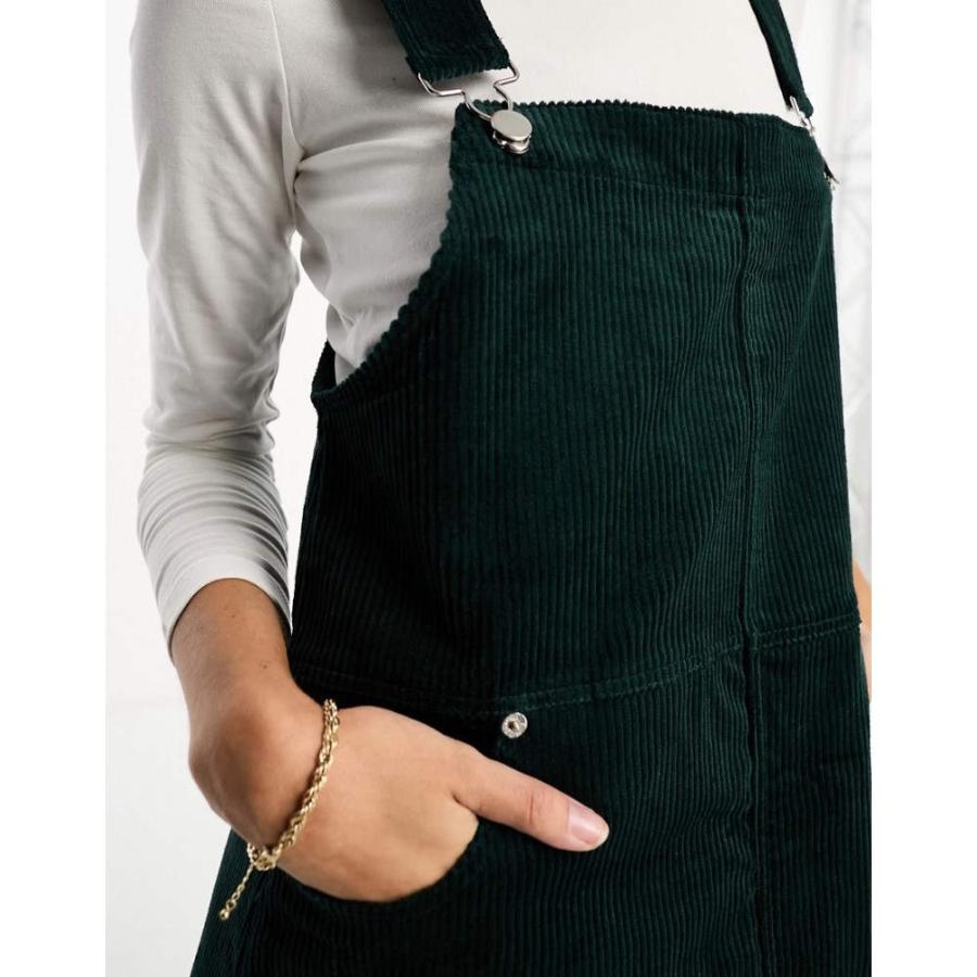 モンキ (Monki) レディース ワンピース ワンピース・ドレス Cord Mini Dungaree Dress In Forest Green (グリーン)｜nul-select｜02