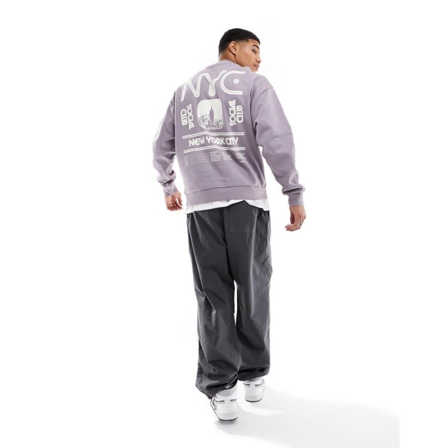 エイソス (ASOS DESIGN) メンズ スウェット・トレーナー トップス Oversized Sweatshirt With City Print In Grey ()｜nul-select｜03