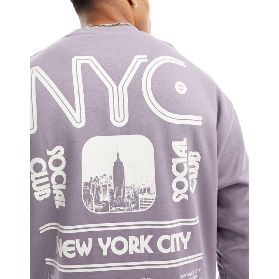 エイソス (ASOS DESIGN) メンズ スウェット・トレーナー トップス Oversized Sweatshirt With City Print In Grey ()｜nul-select｜04