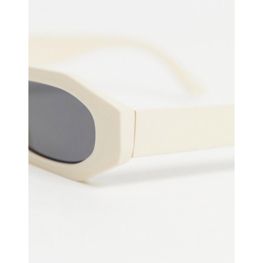 エイソス (ASOS DESIGN) メンズ メガネ・サングラス Angled Sunglasses With Ecru Frame And Smoke Lens (ライトベージュ)｜nul-select｜02