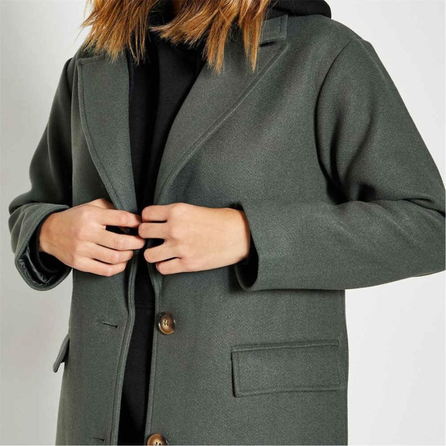 アイソウイットファースト (I Saw It First) レディース コート アウター Wool Lined Button Up Longline Coat (Khaki)｜nul-select｜05