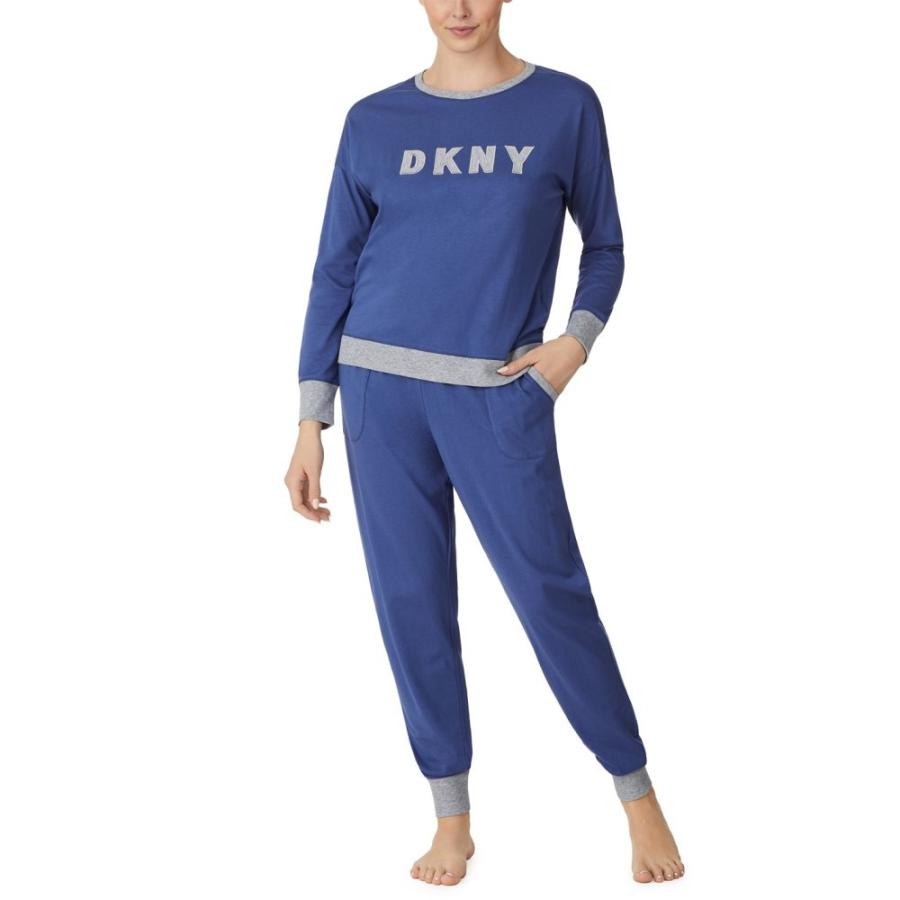 ダナ キャラン ニューヨーク (DKNY) レディース パジャマ・上下セット インナー・下着 Logo Sweat and Jogger Set (Grey Blue)｜nul-select｜02