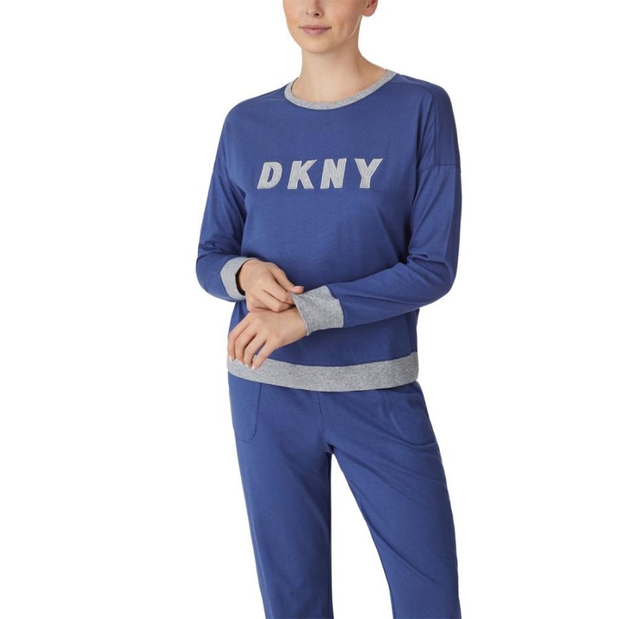 ダナ キャラン ニューヨーク (DKNY) レディース パジャマ・上下セット インナー・下着 Logo Sweat and Jogger Set (Grey Blue)｜nul-select｜04