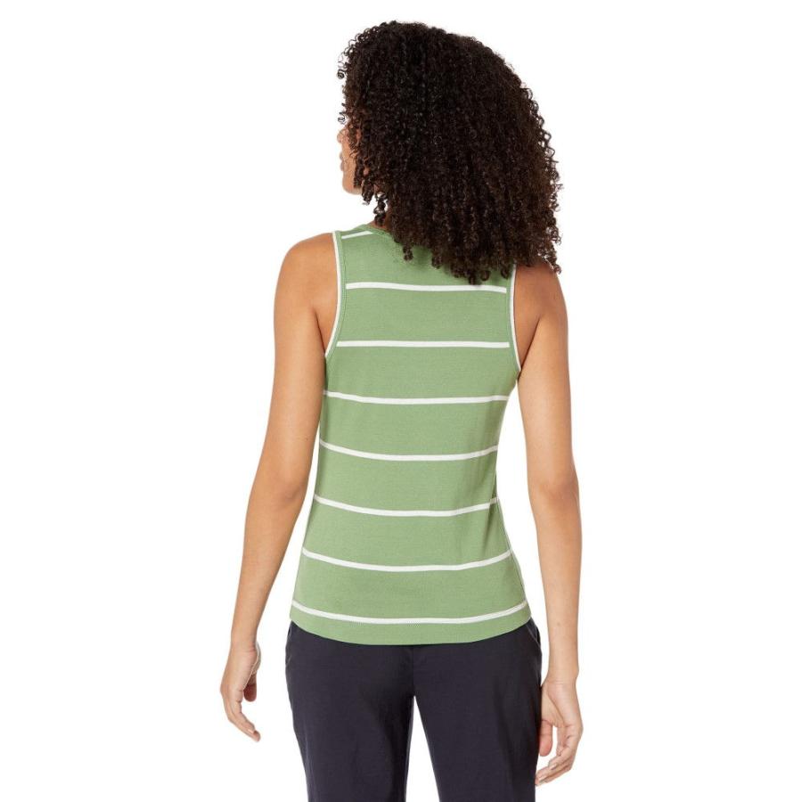 スリードッツ (Three Dots) レディース タンクトップ トップス Heritage Rib Rocker Stripe Tank (White/Watercress)｜nul-select｜02