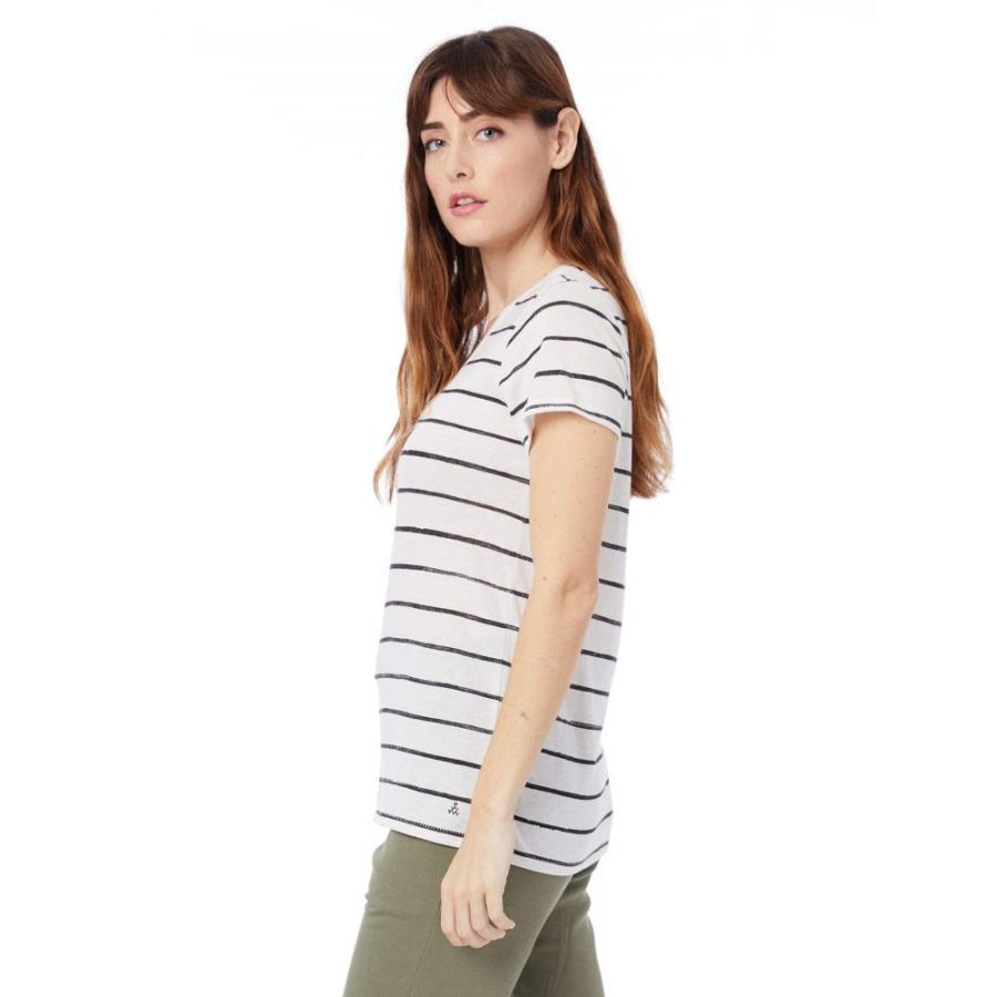 オルタナティヴ (Alternative) レディース Tシャツ トップス Ideal Printed Eco Jersey V-Neck T-Shirt (Eco Ivory Ink Stripe)｜nul-select｜02