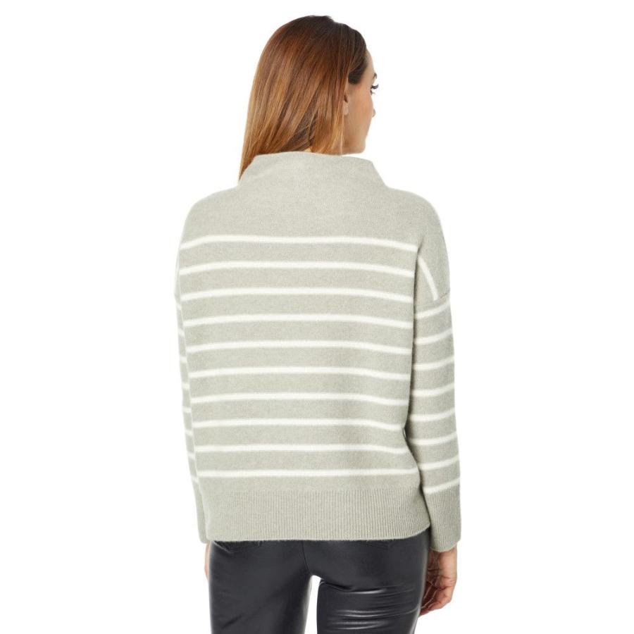 ヴィンス (Vince) レディース ニット・セーター トップス Breton 100% Cashmere Stripe Boiled Funnel Neck (Light Heather Sage/Off White)｜nul-select｜02