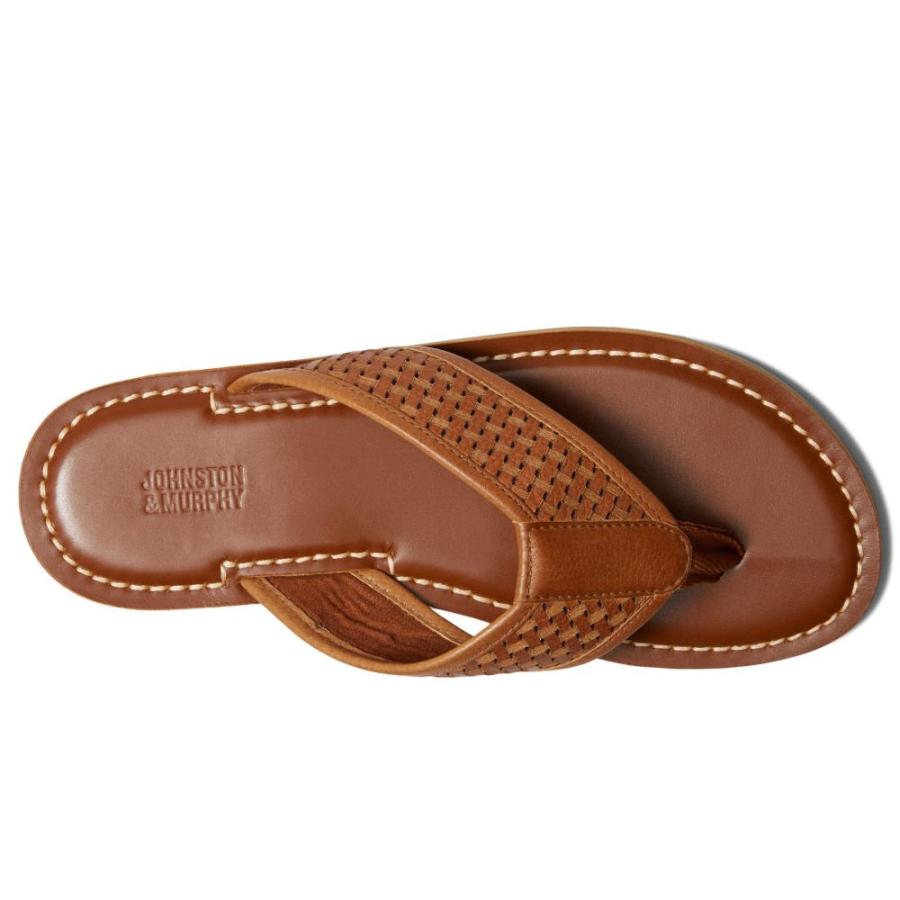 ジョンストン&マーフィー (Johnston & Murphy) メンズ ビーチサンダル シューズ・靴 Norris Laser Weave Thong (Tan Full Grain)｜nul-select｜02