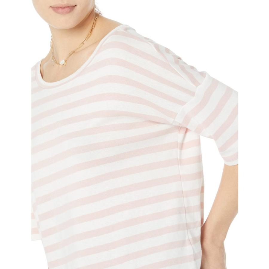 スリードッツ (Three Dots) レディース Tシャツ トップス Boat Neck Short Sleeve Stripe Tee (Peachskin/White Stripe)｜nul-select｜03