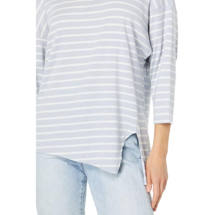 スリードッツ (Three Dots) レディース Tシャツ トップス Stripe Asymmetric Tee (Icelandic Blue/Rainy Day Stripe)｜nul-select｜03