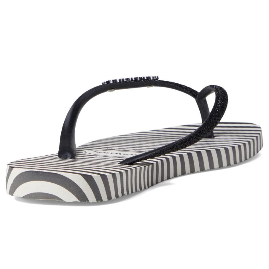 ハワイアナス (Havaianas) レディース ビーチサンダル シューズ・靴 Slim Glitter Stripes Flip Flop Sandal (White/Black)｜nul-select｜02