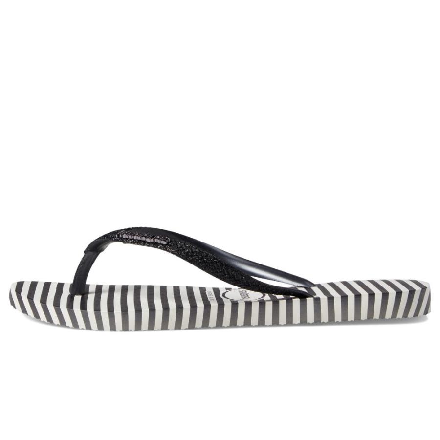 ハワイアナス (Havaianas) レディース ビーチサンダル シューズ・靴 Slim Glitter Stripes Flip Flop Sandal (White/Black)｜nul-select｜04