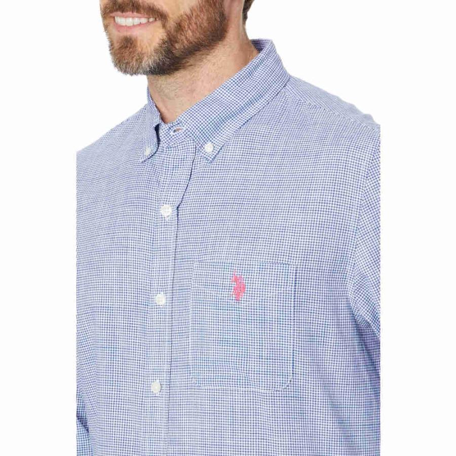 ユーエスポロアッスン (U.S. POLO ASSN.) メンズ ジャケット Long Sleeve Classic Fit 1 Pocket Gingham Cotton Stretch Yarn Dye Slub Poplin Woven Shirt｜nul-select｜03