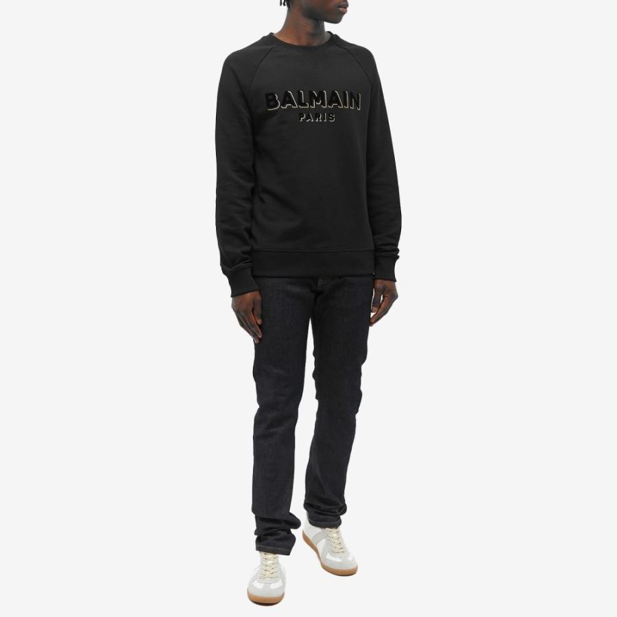 バルマン (Balmain) メンズ スウェット・トレーナー トップス Flock &Amp; Foil Paris Logo Crew Sweat (Black/Gold)｜nul-select｜04