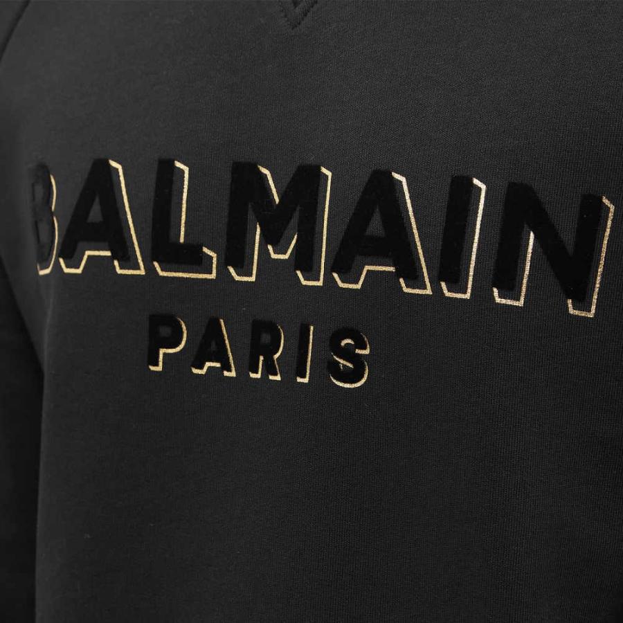 バルマン (Balmain) メンズ スウェット・トレーナー トップス Flock &Amp; Foil Paris Logo Crew Sweat (Black/Gold)｜nul-select｜05
