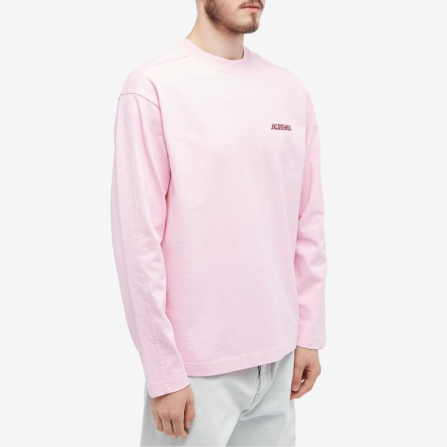 ジャックムス (Jacquemus) メンズ 長袖Tシャツ トップス Pavane Logo Long Sleeve T-Shirt (Pink Jelly Print)｜nul-select｜02