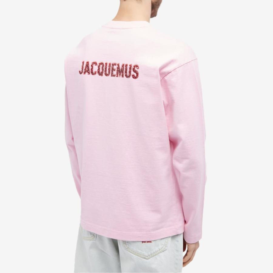 ジャックムス (Jacquemus) メンズ 長袖Tシャツ トップス Pavane Logo Long Sleeve T-Shirt (Pink Jelly Print)｜nul-select｜03