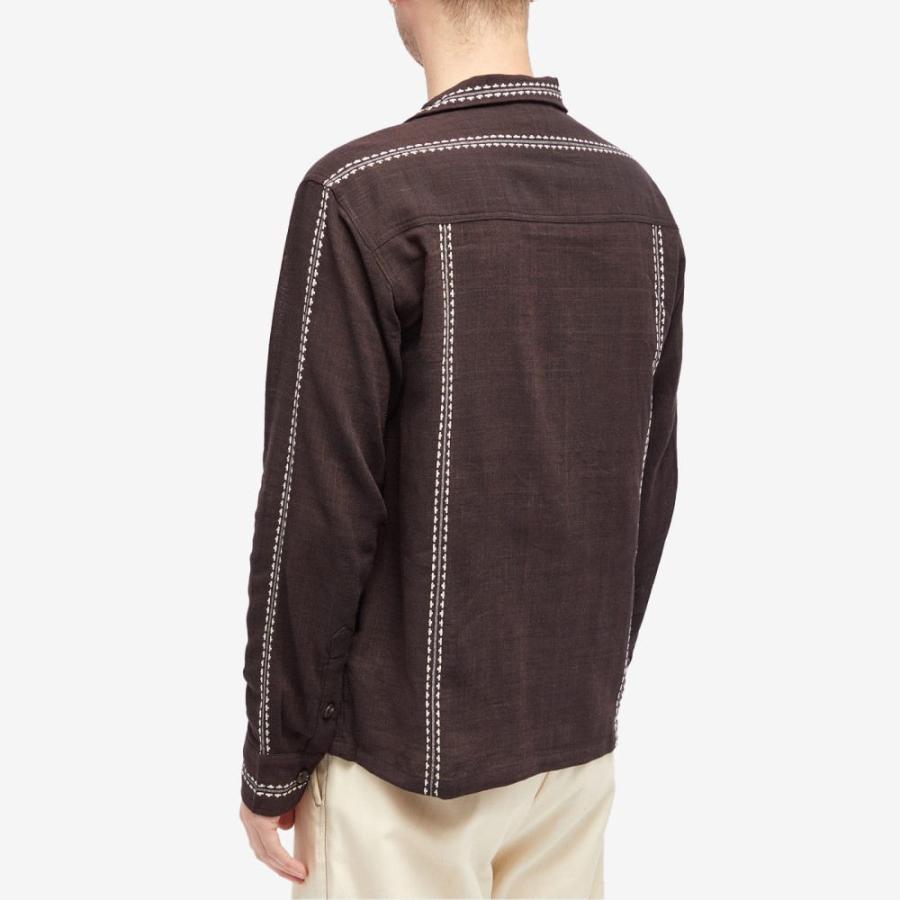 半額でGETできるお得 カルリサーチ (Karu Research) メンズ シャツ トップス Jacquard Handloom Shirt (Brown/White)