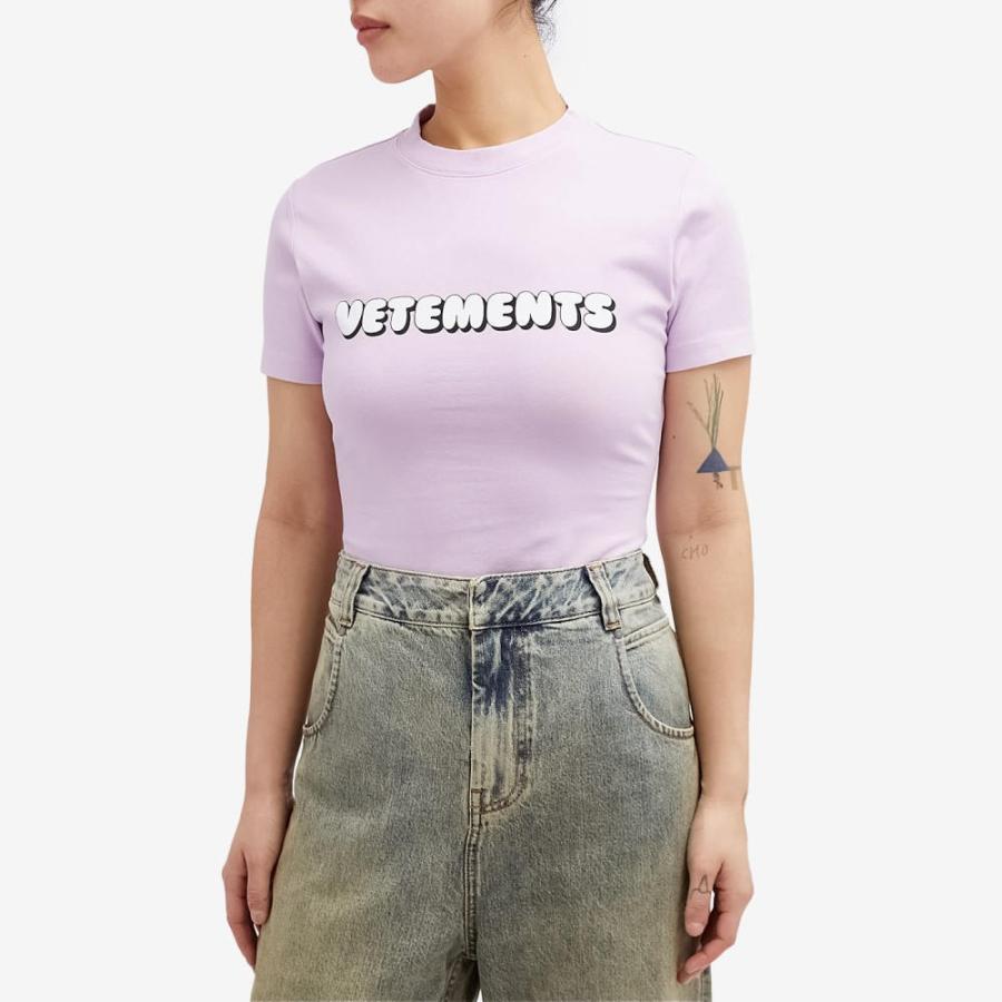 ヴェトモン (Vetements) レディース Tシャツ トップス Vetements Bubble Gum Logo Fitted T-Shirt (Bubble Gum Pink)｜nul-select｜02