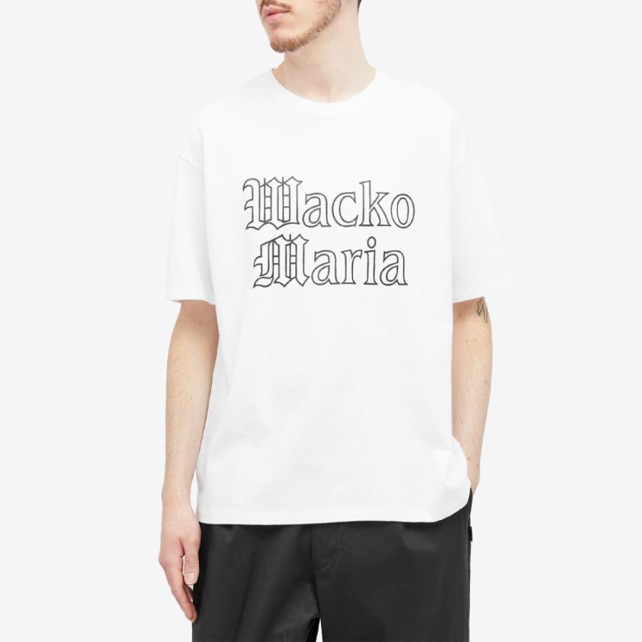 ワコマリア (Wacko Maria) メンズ Tシャツ トップス Heavyweight Gothic Logo T-Shirt (White)｜nul-select｜02