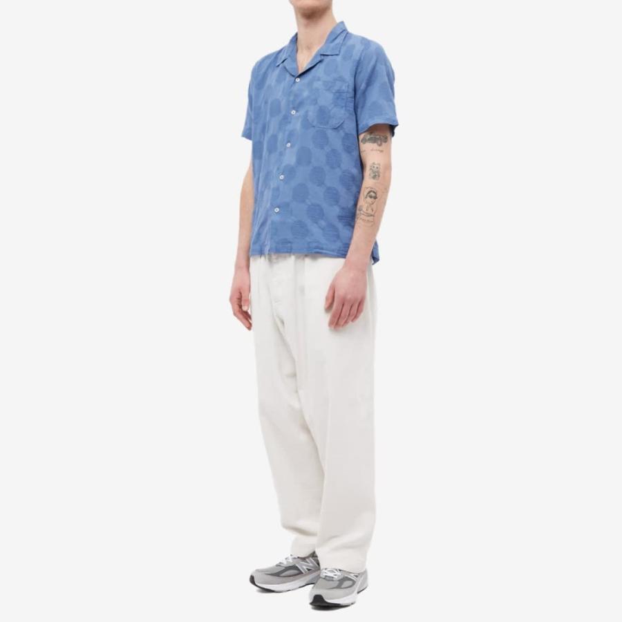 ユニバーサルワークス (Universal Works) メンズ 半袖シャツ トップス Dot Cotton Road Shirt (Blue)｜nul-select｜05