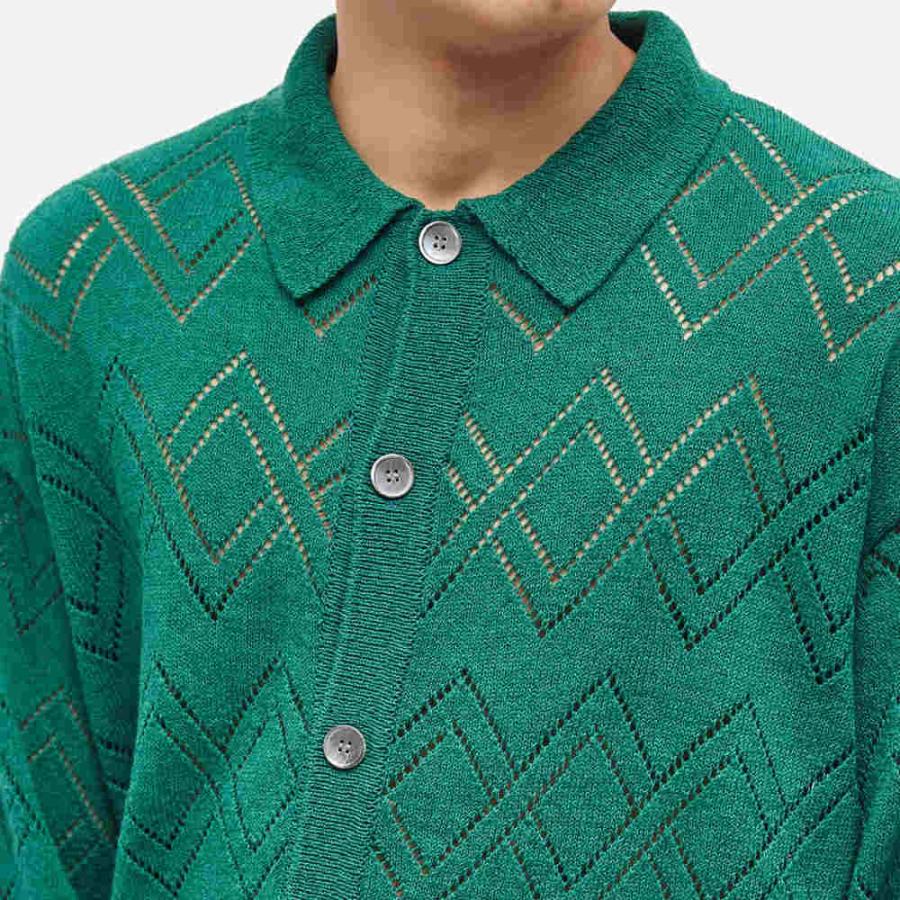 お年玉セール特価 イーストローグ (Eastlogue) メンズ カーディガン トップス Crochet Cardigan (Green)