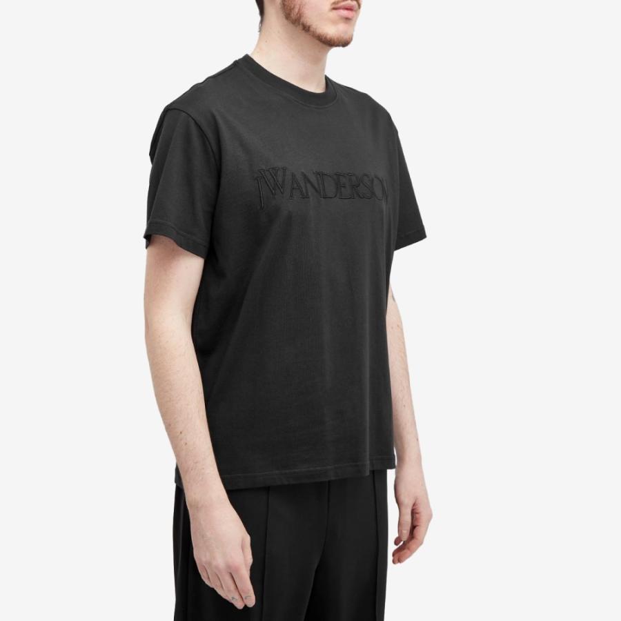J.W.アンダーソン (JW Anderson) メンズ Tシャツ トップス Logo Embroidery T-Shirt (Black)｜nul-select｜02