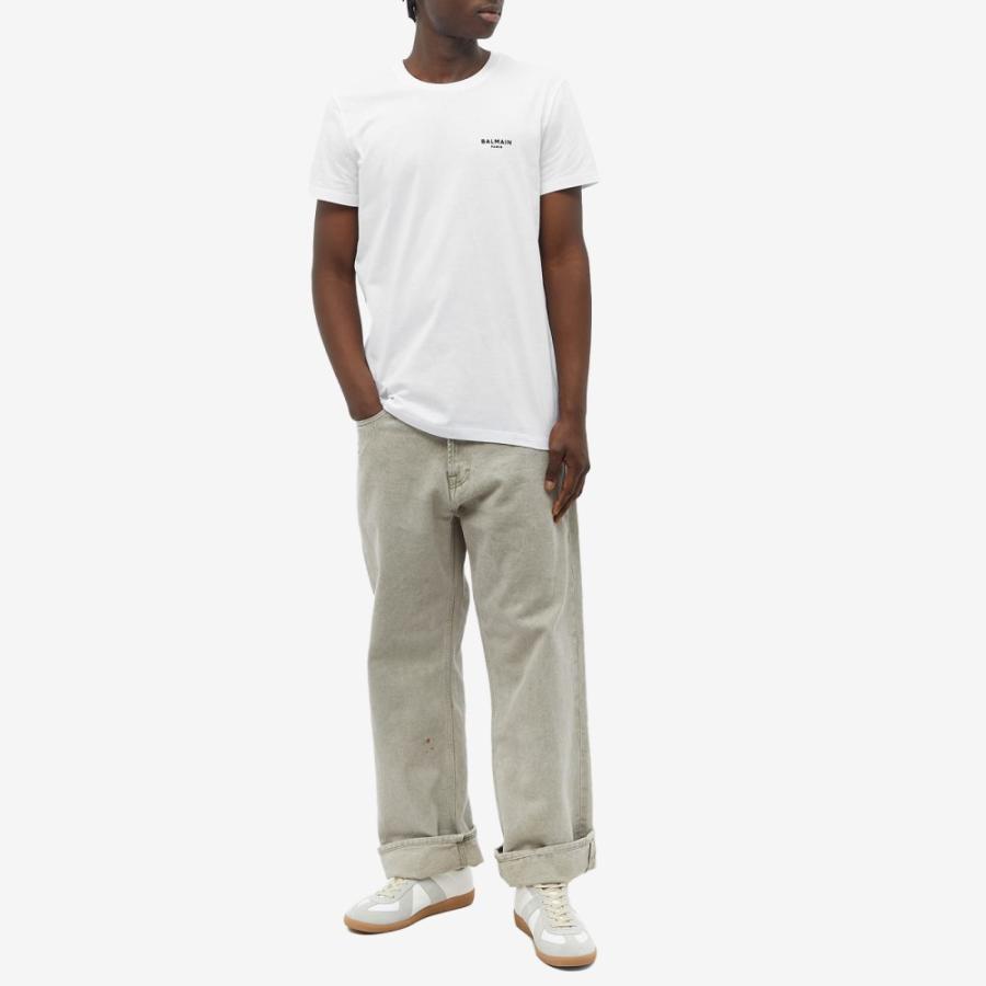 バルマン (Balmain) メンズ Tシャツ トップス Flock Small Logo T-Shirt (White/Black)｜nul-select｜04