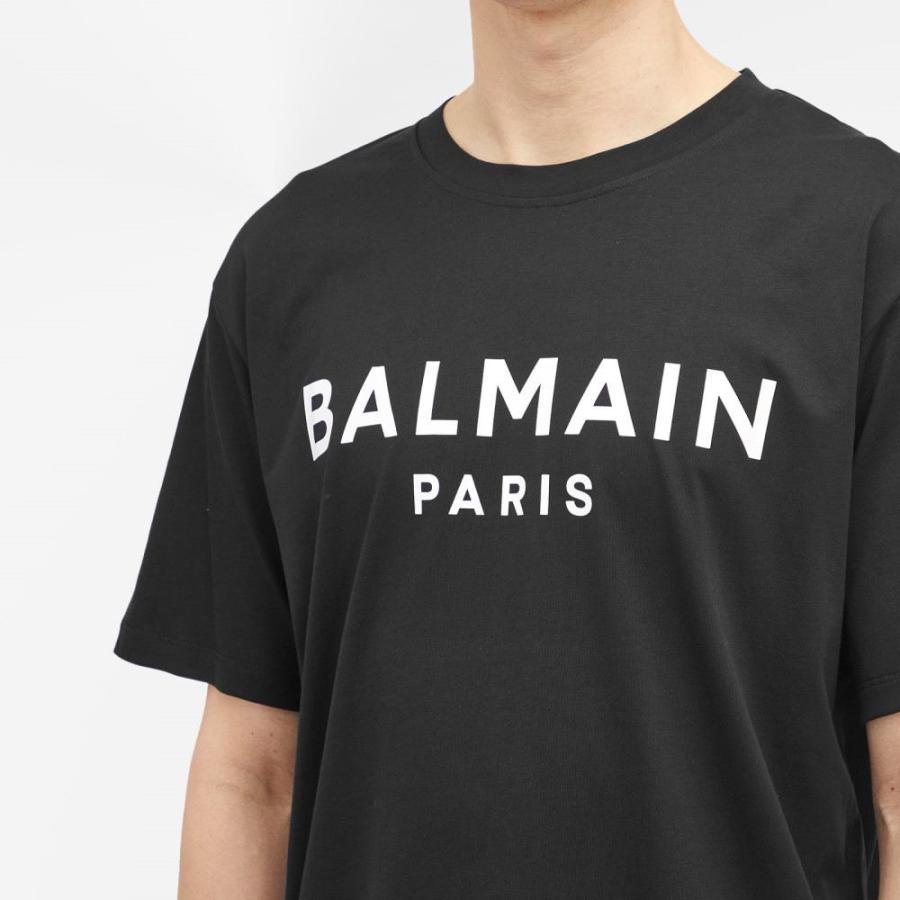 バルマン (Balmain) メンズ Tシャツ トップス Paris Logo T-Shirt (Black/White)｜nul-select｜05