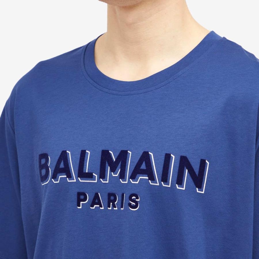 バルマン (Balmain) メンズ Tシャツ トップス Flock Logo T-Shirt (Blue/Navy/Silver)｜nul-select｜05