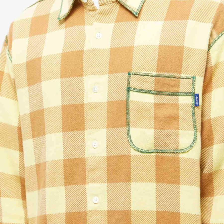 アウェイク (Awake NY) メンズ トップス Contrast Stitch Flannel Shirt (Yellow/Brown)｜nul-select｜05