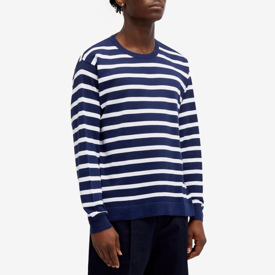 ジョンスメドレー (John Smedley) メンズ ニット・セーター トップス Teller Stripe Crew Knit Sweater (French Navy/White)｜nul-select｜02