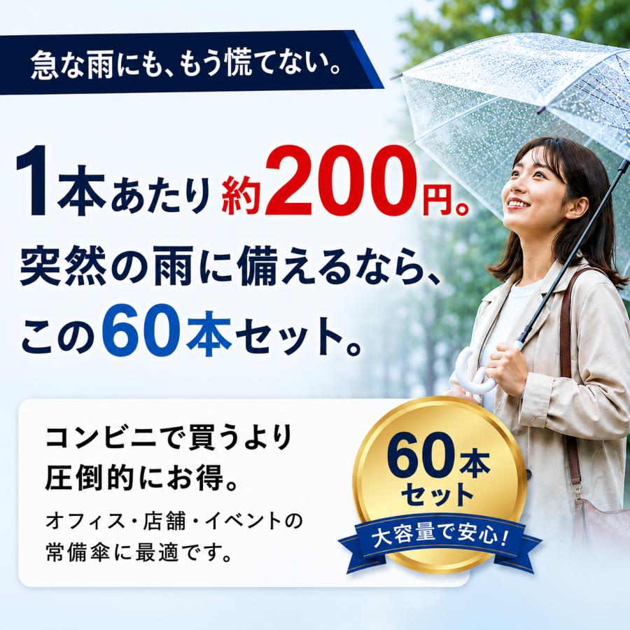 ビニール傘 業務用 手開き 50cm 60本入 透明 定番 コンパクト 雨傘 