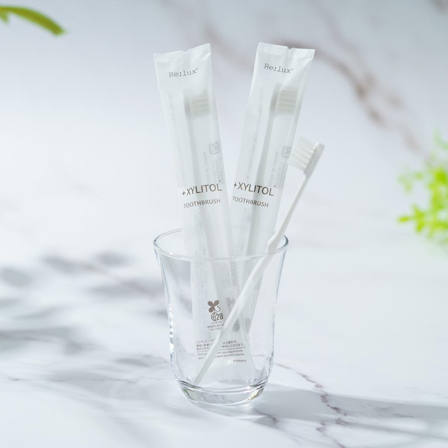 ハブラシ キシリトール配合 業務用 1600本 Re:lux インスタント ハミガキ粉付き XYLITOL 歯ブラシ 個包装 使い捨て 400個入り×4箱_6