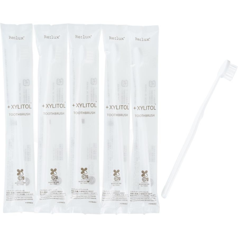 ハブラシ キシリトール配合 業務用 1600本 Re:lux インスタント ハミガキ粉付き XYLITOL 歯ブラシ 個包装 使い捨て 400個入り×4箱_7