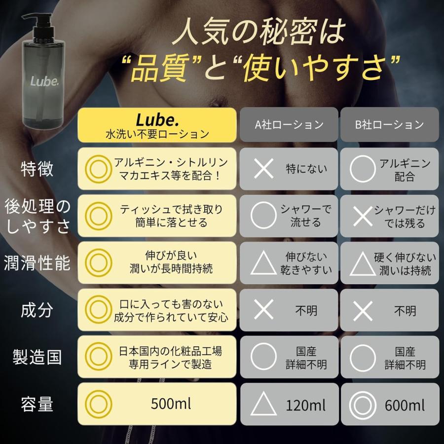 ローション 男性用 500ml LUBE 水洗い不要 灰色 ポンプ容器 ふきとり
